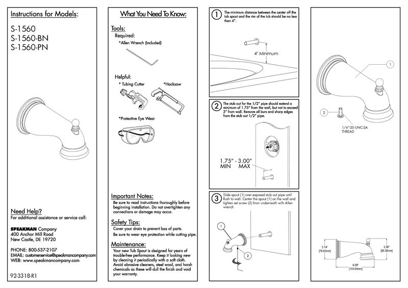Speakman Alexandria S-1560-BN Diverter Tub Spout - Image 2